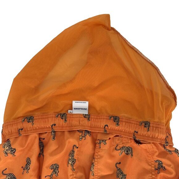 Jack and Jones Swim Shorts Men's Flame Orange Tiger Motif - Size Large - Picture 11 of 11